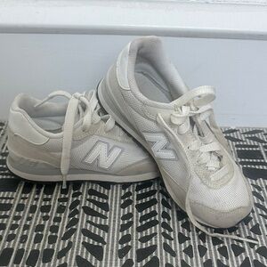 Little Kid New Balance White and Light Gray Casual Sneakers